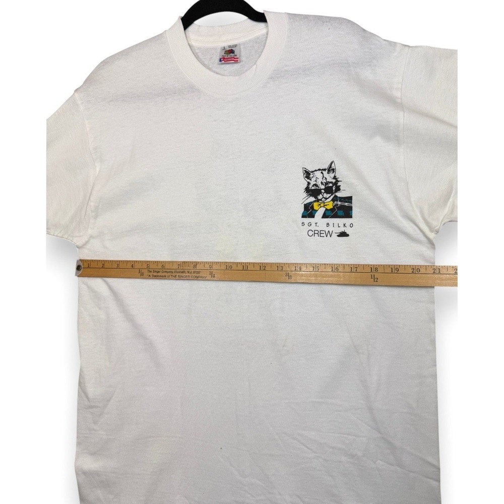 Vintage 1990 Tomkats Catering T Shirt L White Sgt Bilko Film Crew Promo Cat - Picture 10 of 14